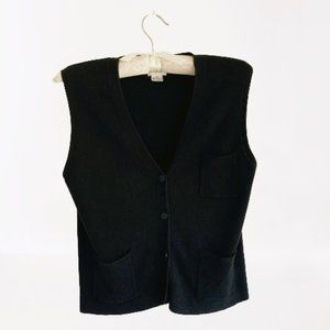 INC Black Sleeveless Button-down Sweater Vest - Women's Medium